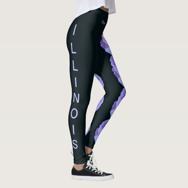 Black Illinois State Flower Blue Violet Leggings (Droite)