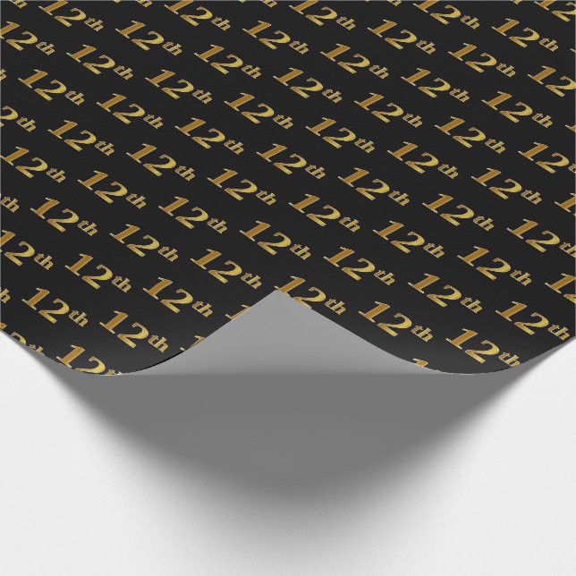 Black, Imitate Gold 12. (Zwölfte) Event Geschenkpapier (Ecke)