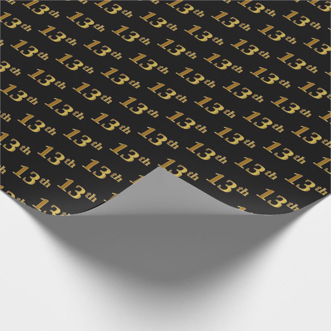 Black, Imitate Gold 13. (Dreizehnte) Veranstaltung Geschenkpapier (Ecke)