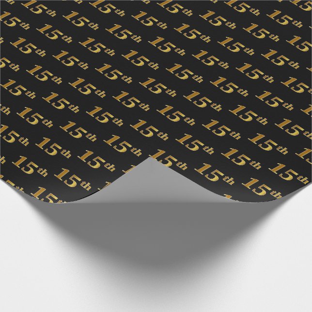 Black, Imitate Gold 15. (Fünfzehnte) Veranstaltung Geschenkpapier (Ecke)