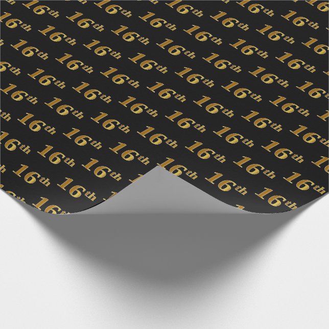 Black, Imitate Gold 16. (sechzehnte) Veranstaltung Geschenkpapier (Ecke)