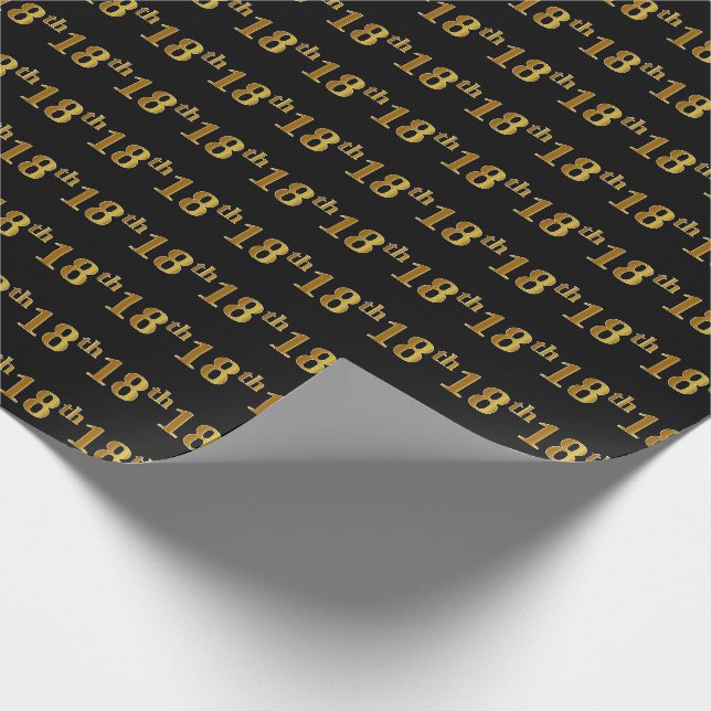 Black, Imitate Gold 18. (Achtzehnte) Veranstaltung Geschenkpapier (Ecke)