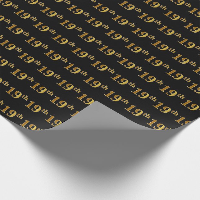 Black, Imitate Gold 19. (neunzehnte) Veranstaltung Geschenkpapier (Ecke)