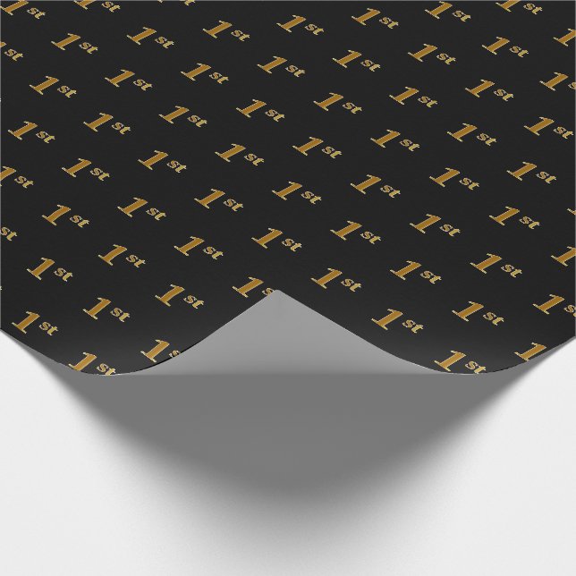 Black, Imitate Gold 1. (First) Event Geschenkpapier (Ecke)