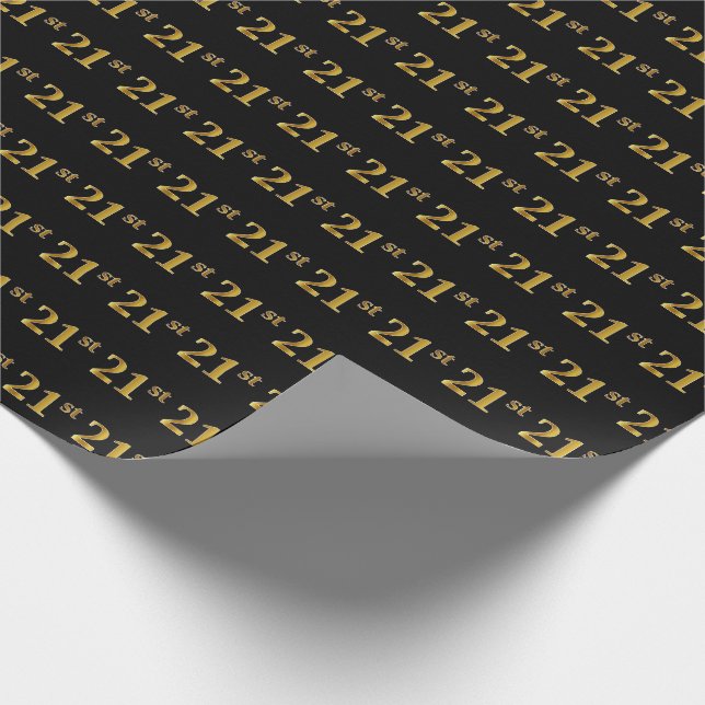 Black, Imitate Gold 21. (21.) Event Geschenkpapier (Ecke)