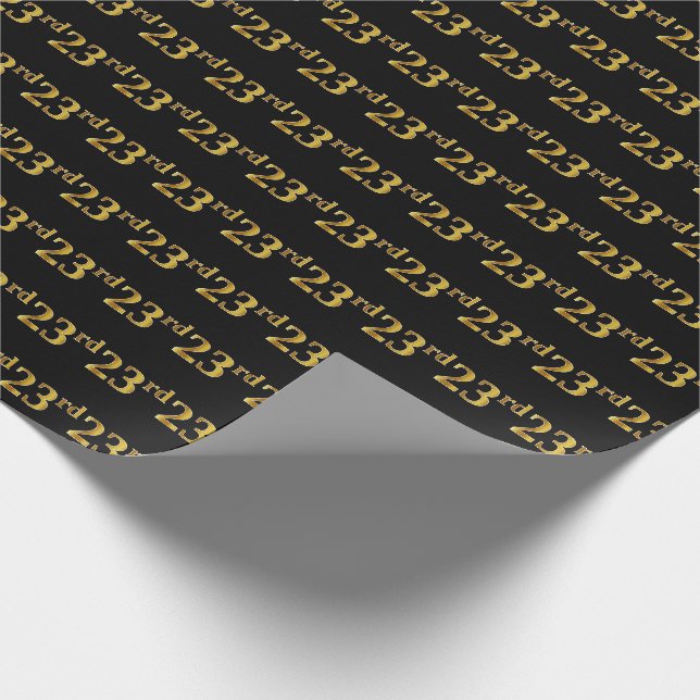 Black, Imitate Gold 23. (23.) Event Geschenkpapier (Ecke)