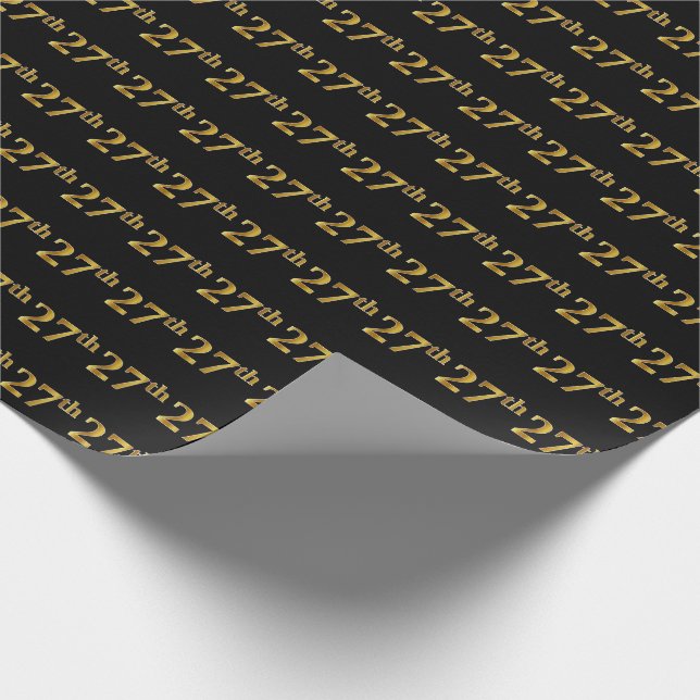 Black, Imitate Gold 27. (Siebenundzwanzigste) Vera Geschenkpapier (Ecke)