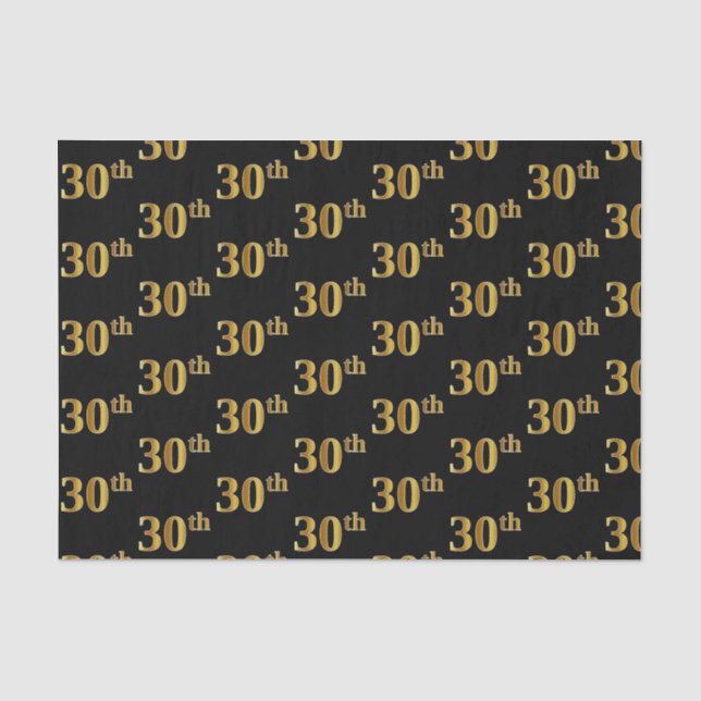 Black, Imitate Gold 30. (30.) Event Seidenpapier (Vorderseite)