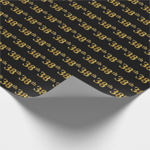 Black, Imitate Gold 38. (Achtunddreißig) Event Geschenkpapier