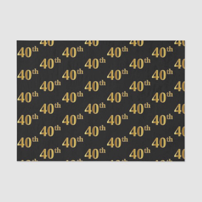 Black, Imitate Gold 40. (40.) Event Seidenpapier (Vorderseite)