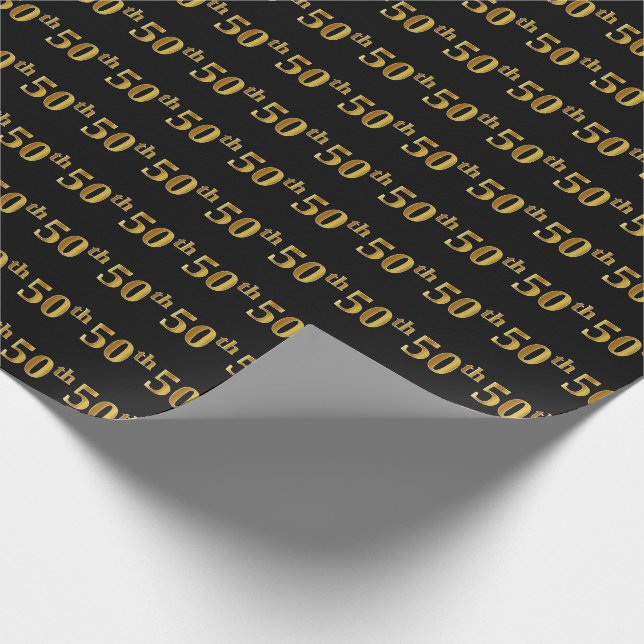 Black, Imitate Gold 50. (Fünfzigste) Veranstaltung Geschenkpapier (Ecke)