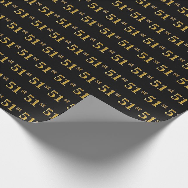 Black, Imitate Gold 51. (51.) Event Geschenkpapier (Ecke)