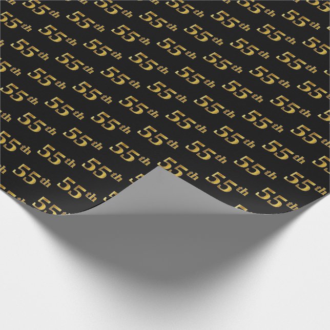 Black, Imitate Gold 55. (55.) Event Geschenkpapier (Ecke)