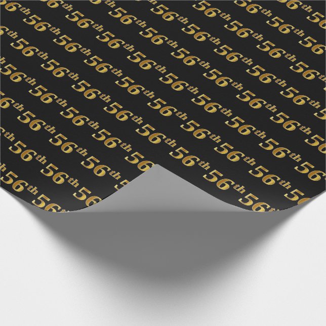 Black, Imitate Gold 56. (Sechsundfünfzigste) Veran Geschenkpapier (Ecke)