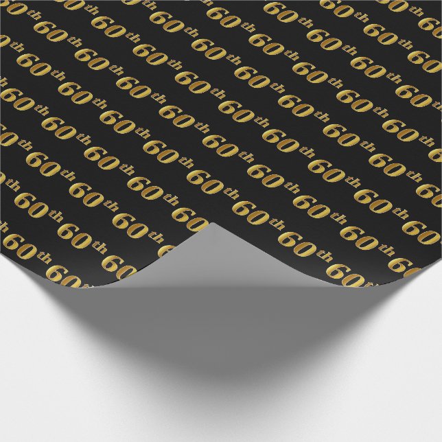 Black, Imitate Gold 60. (60.) Event Geschenkpapier (Ecke)
