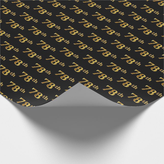 Black, Imitate Gold 78. (Achtundsiebzig) Event Geschenkpapier (Ecke)