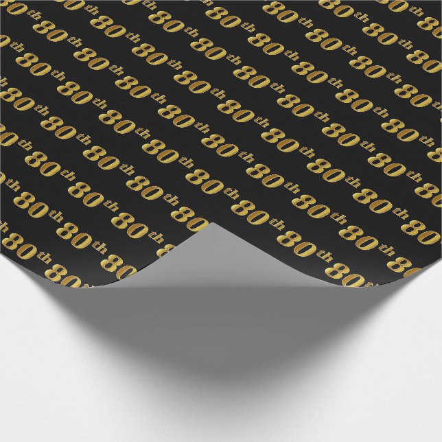 Black, Imitate Gold 80. (Achtzigste) Veranstaltung Geschenkpapier (Ecke)