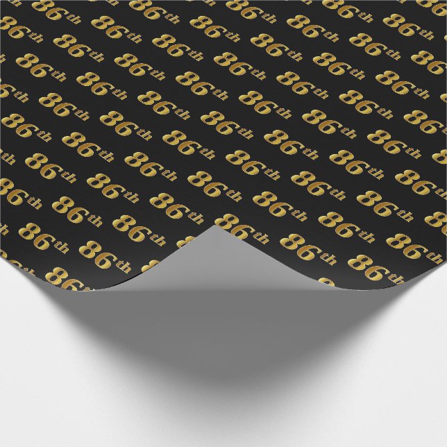 Black, Imitate Gold 86. (Achtzigste) Veranstaltung Geschenkpapier (Ecke)
