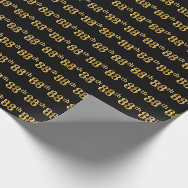 Black, Imitate Gold 88. (Achtundachtzig) Event Geschenkpapier (Ecke)