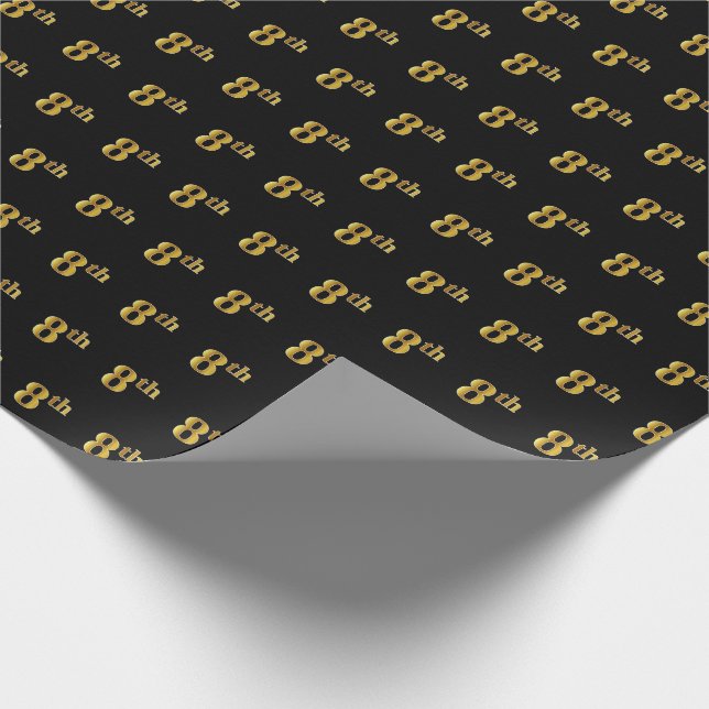 Black, Imitate Gold 8. (Achte) Event Geschenkpapier (Ecke)