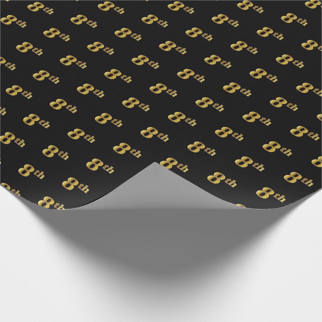 Black, Imitate Gold 8. (Achte) Event Wrapping Pape Geschenkpapier (Ecke)