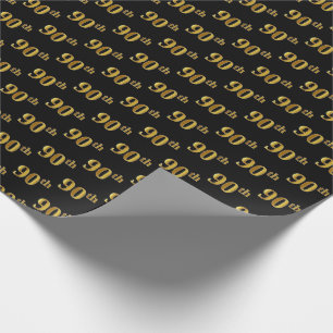 Black, Imitate Gold 90. (Neunzigste) Event Geschenkpapier