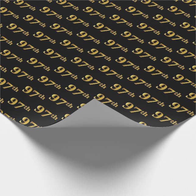 Black, Imitate Gold 97. (siebenundneunzig) Event Geschenkpapier (Ecke)