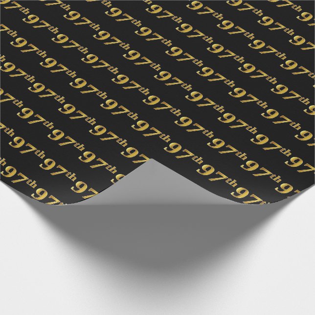 Black, Imitate Gold 97. (siebenundneunzig) Event Geschenkpapier (Ecke)