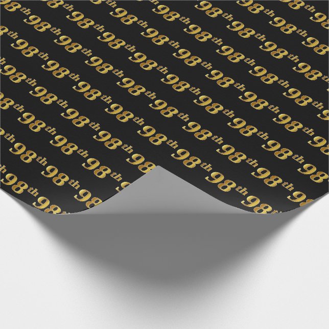 Black, Imitate Gold 98. (Achtundneunzig) Event Geschenkpapier (Ecke)