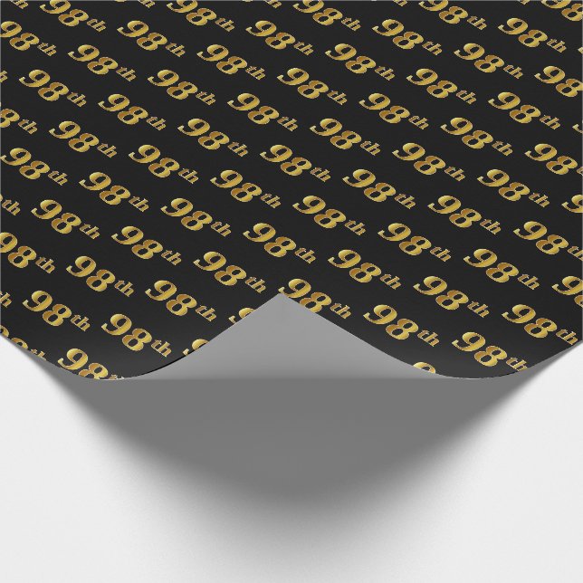 Black, Imitate Gold 98. (Achtundneunzig) Event Geschenkpapier (Ecke)