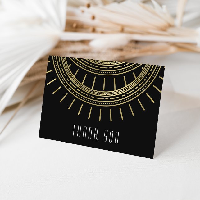 Black & Imitate Gold Art Deco Stil Vielen Dank Dankeskarte (Von Creator hochgeladen)