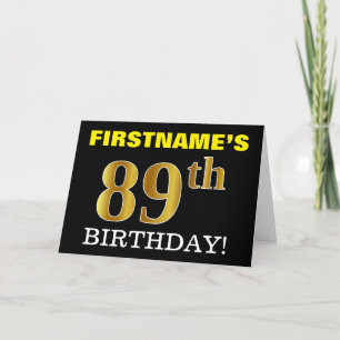 Black, Imitation Gold "89. BIRTHDAY" Karte