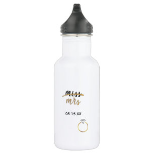 Black & Imitats Gold Foil Miss Mrs. Date Water Fla Edelstahlflasche