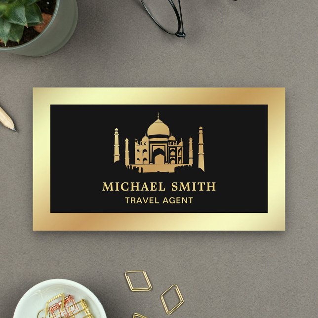 Black Imitats Gold Foil Taj Mahal Reisen Agent Visitenkarte (Von Creator hochgeladen)