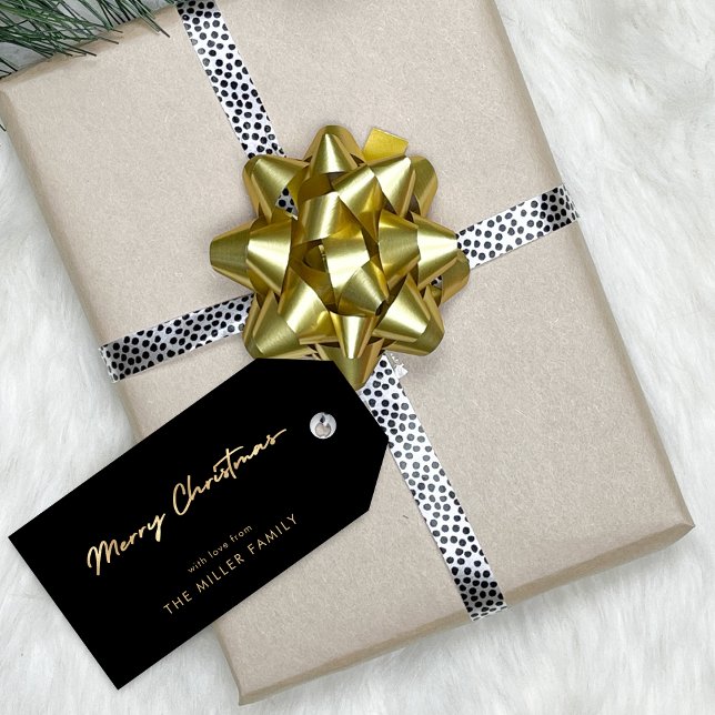 Black Imitats Gold Minimalistische Elegante Gesche Geschenkanhänger (Black Faux Gold Minimalist Elegant Gift Tag)