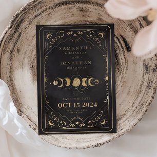 Black & Imitats Gold Tarot Celestial Hochzeit Save The Date