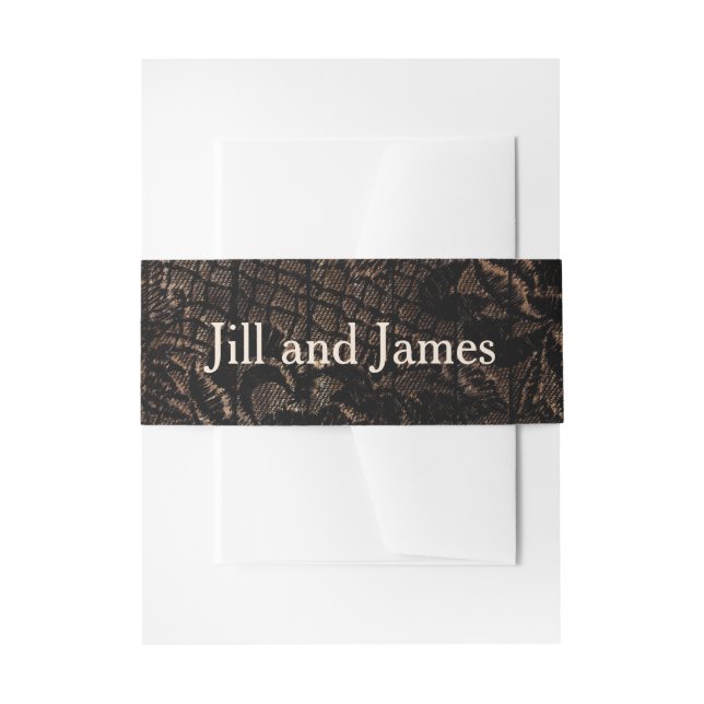 Black Imitats Lace Wedding Einladungsbanderole (Vorderseite Beispiel)
