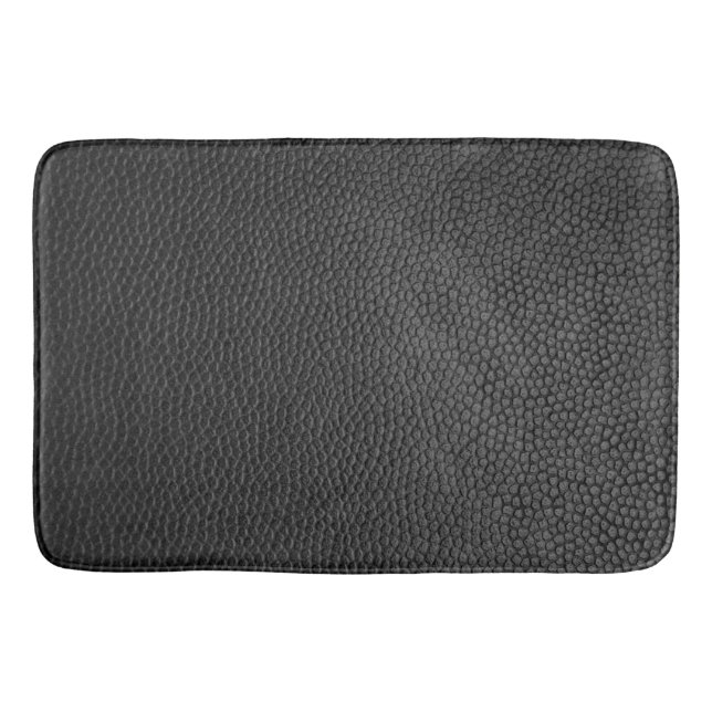 Black Imitats Leather Luxurious Bath Mat Badematte (Vorderseite)