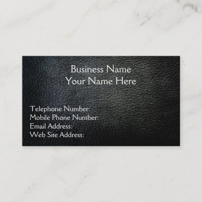 Black Imitats Leather Rustikale Business Cards Visitenkarte (Vorderseite)