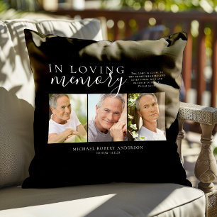 Black In Loving Memory Photo Memorial Tribute Kissen
