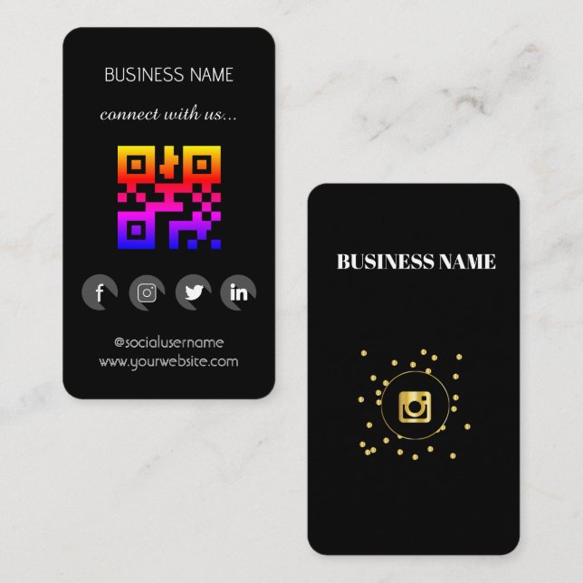 Black-in-Social-Media-QR-Code Business-Karte Visitenkarte (Vorne/Hinten)