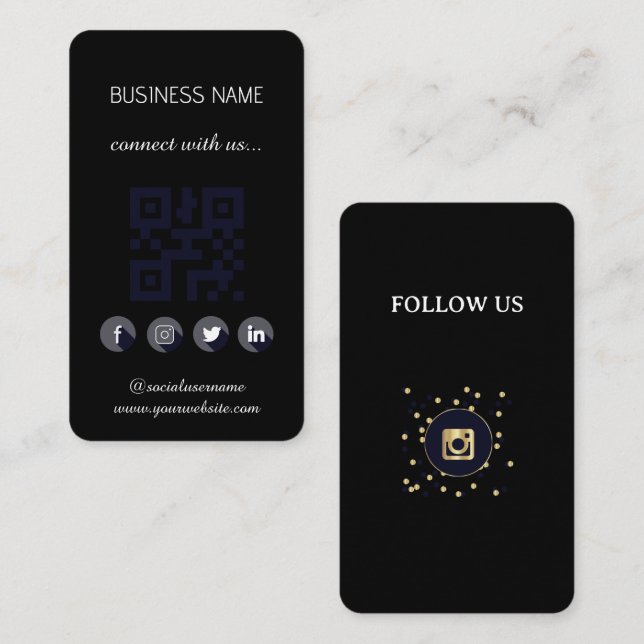 Black-in-Social-Media-QR-Code Business-Karte Visitenkarte (Vorne/Hinten)