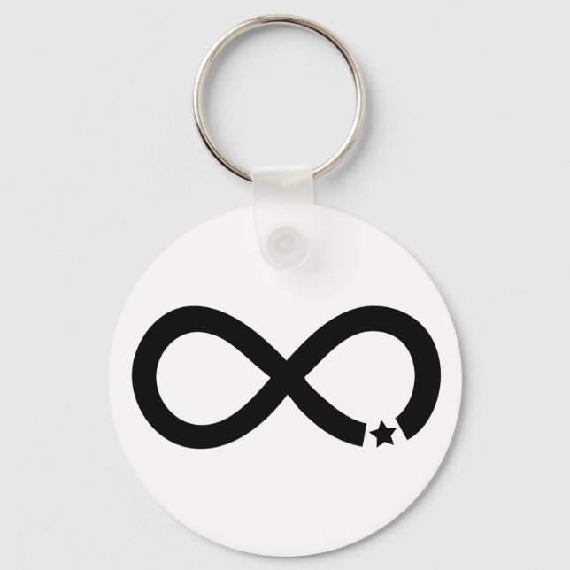 Black Infinity Symbol mit Stern Schlüsselanhänger (Vorderseite)