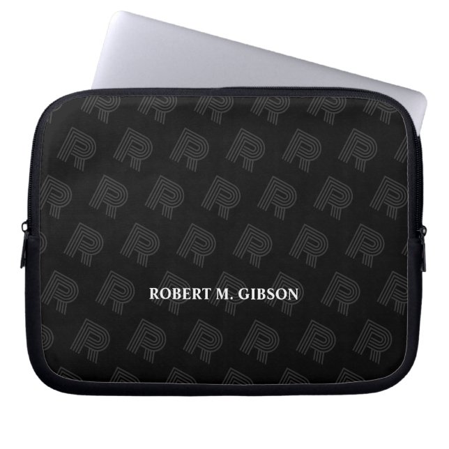 Black Initial pattern Laptop Case for Anyone (Vorderseite)