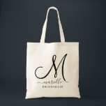 Black Initial Script Name Floral Bridesmaid Large Tragetasche<br><div class="desc">Ein modernes,  trendiges Skript Monogramm Bridesmaid Tote Tasche. Entfernen Sie nicht die Kästchen auf beiden Seiten des Namens Schriftart. Geben Sie einfach den Namen zwischen den Feldern ein. Sie sind für die Dekoration hinzugefügt worden.</div>