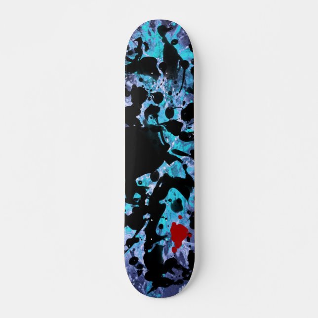 BLACK INK | blue splatter Skateboard (Vorne)