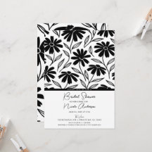 Black Ink Daisies Boho Brautparty
