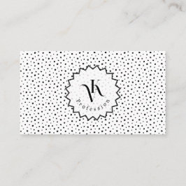 Black ink Polka dot Monogram Minimalist Modern. Visitenkarte