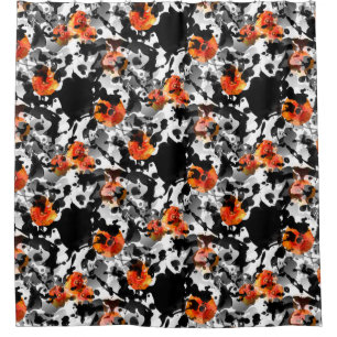 BLACK INK & POPPIES Muster + Ihr Backgr. Ideen Duschvorhang
