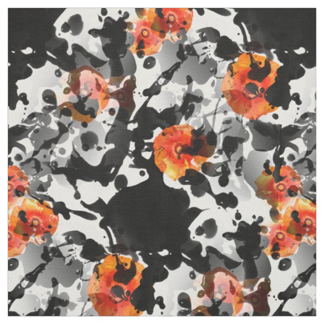 BLACK INK & POPPIES Muster + Ihr Backgr. Ideen Stoff (Muster)
